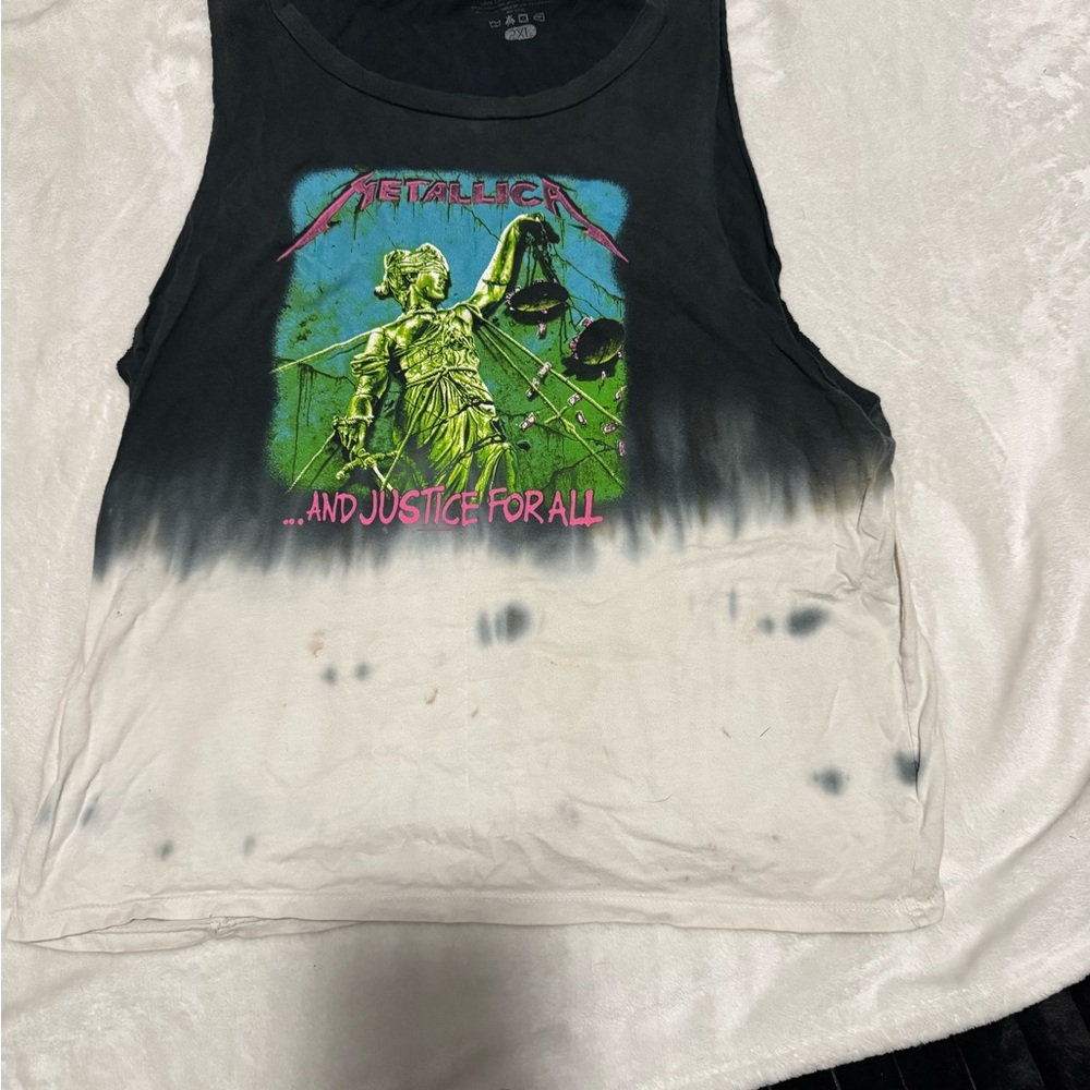 Metallica Black and White Graphic Tank Top